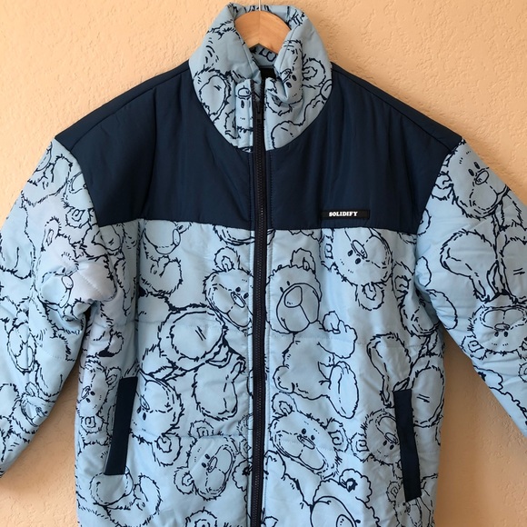 Cartoon Bear Print Oversized Jacket Loose Crop Puffer and Korean Knitted Beanie - Picture 13 of 14